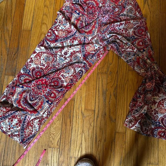 MISSLOOK Red and White Paisley Wide-Leg Pants - Picture 3 of 7